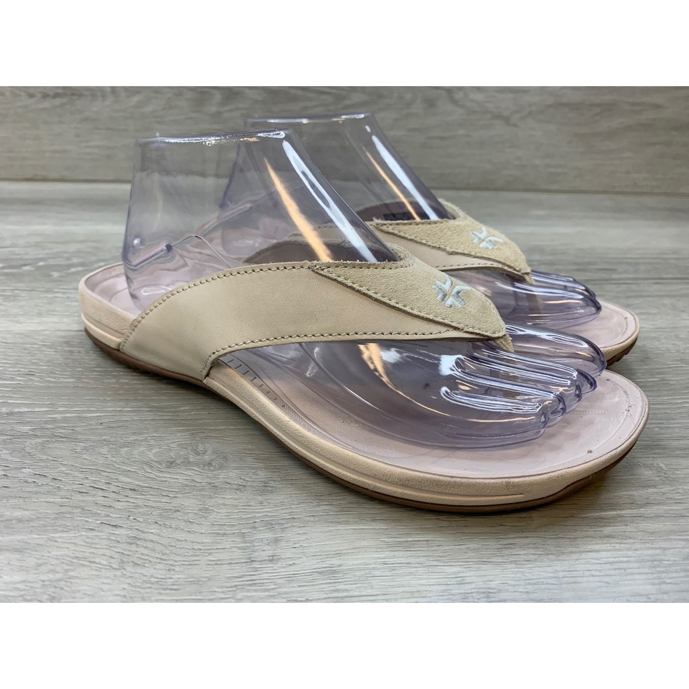 Kuru Gila Cream Leather Orthotic Flip Flop Sandals Women's 9 Comfort Shoes